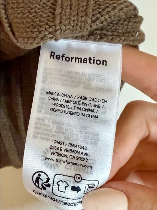 Reformation Callie Cotton Ribbed Sweater Tank in Shitake Brown Size Small - Picture 4 of 5